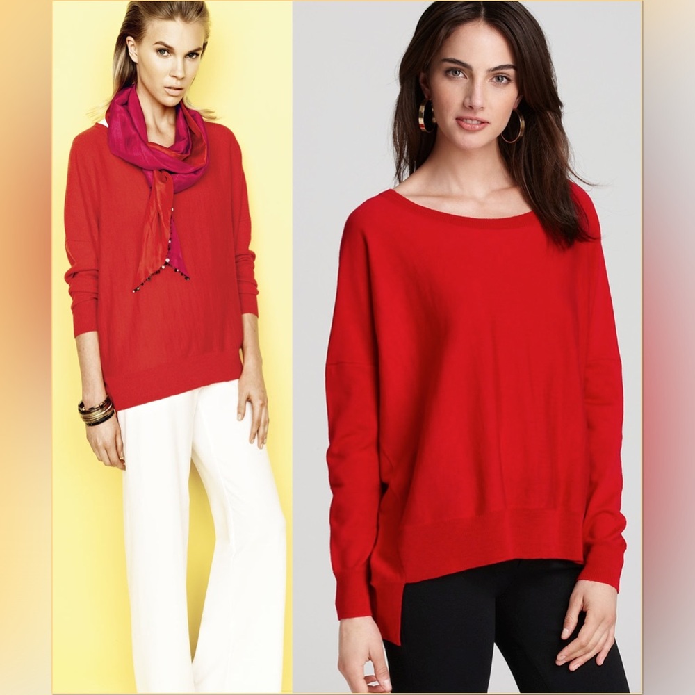 Eileen Fisher merino wool dark red sweater size medium.